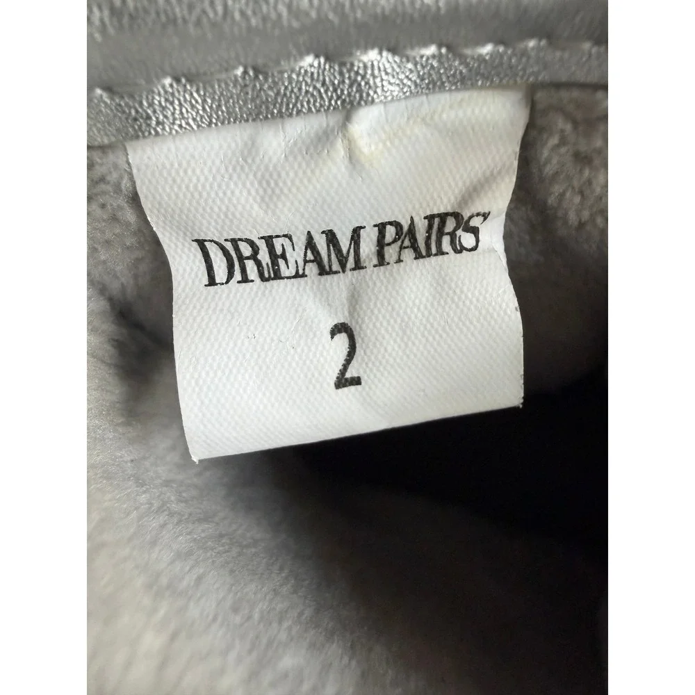 Dream Pairs Girls Silver Glitter Duck Boots Size 2 Youth Lace Up Side Zip